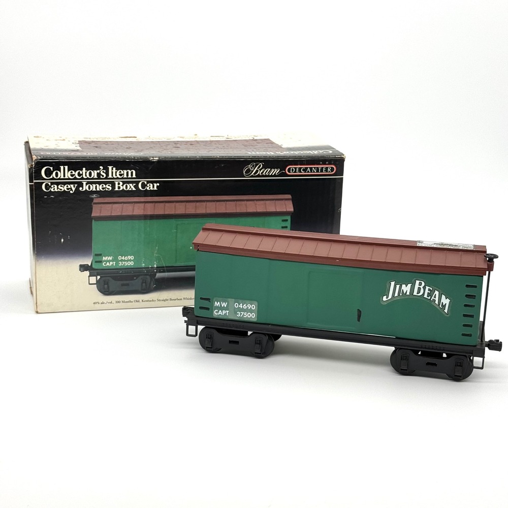 Jim Beam Casey Jones Box Car Empty Decanter Green Vintage Train Original Box